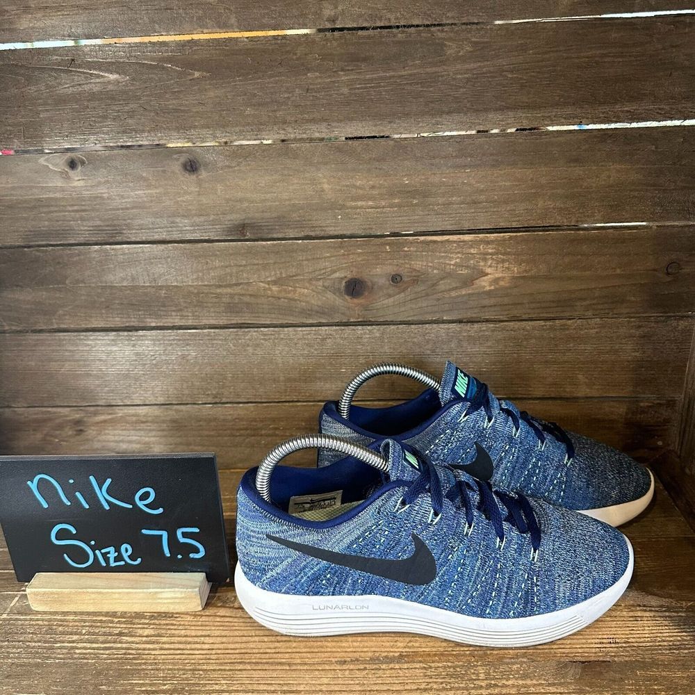 Womens Nike Lunarepic Flyknit Blue Athletic Running Sneakers Shoes Size 7.5 M